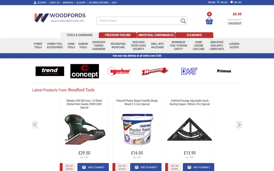 Woodford Tools website